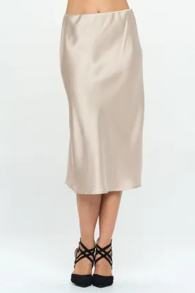 RENEE C. Solid Satin Midi Skirt
