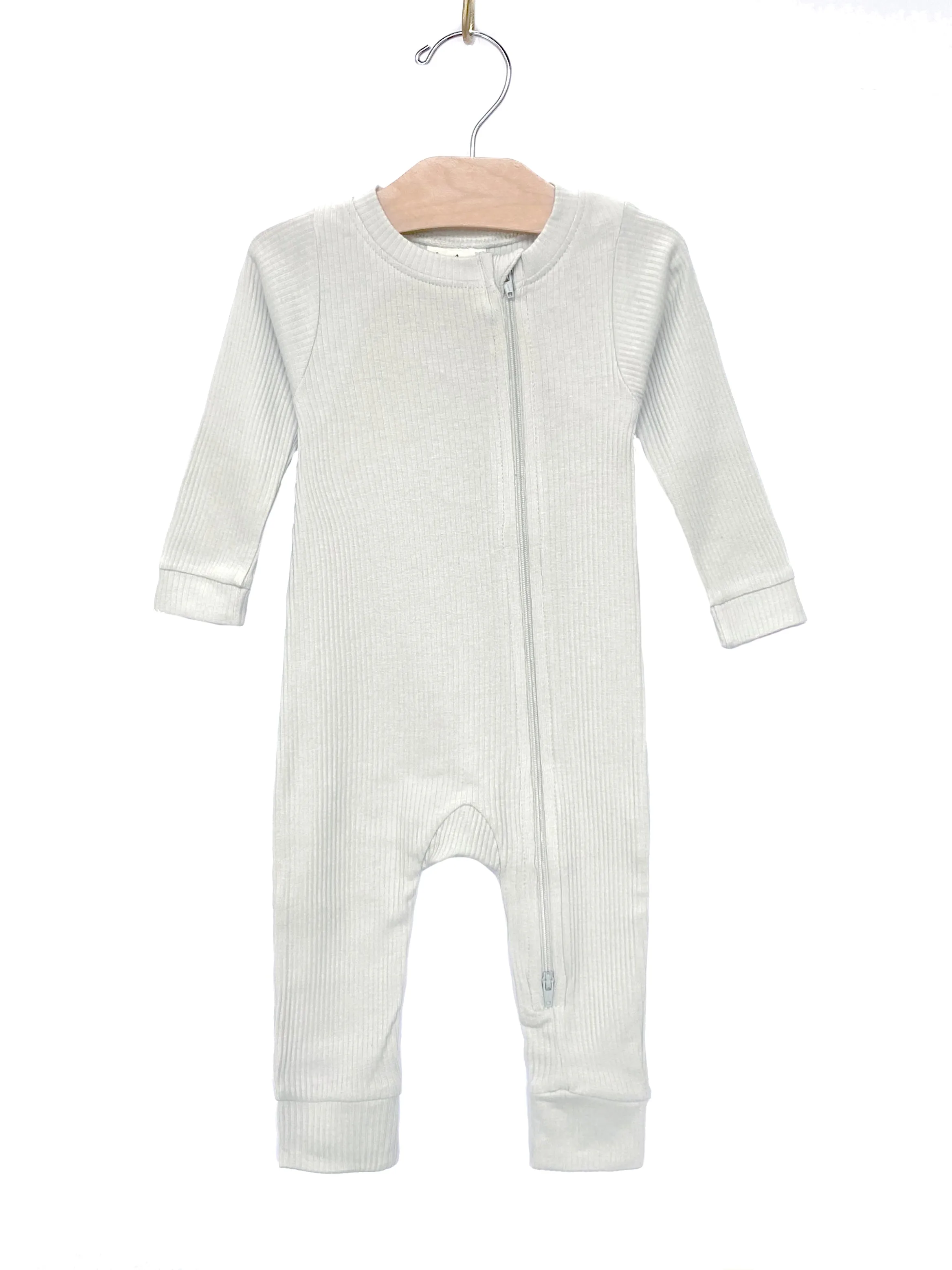 Rib Modal Zip Romper - Glacier