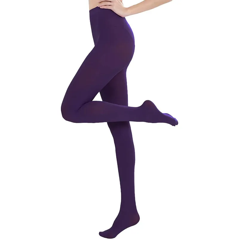 Run Resistant 80D Soft Solid Color Semi Opaque Footed Tights High Waist