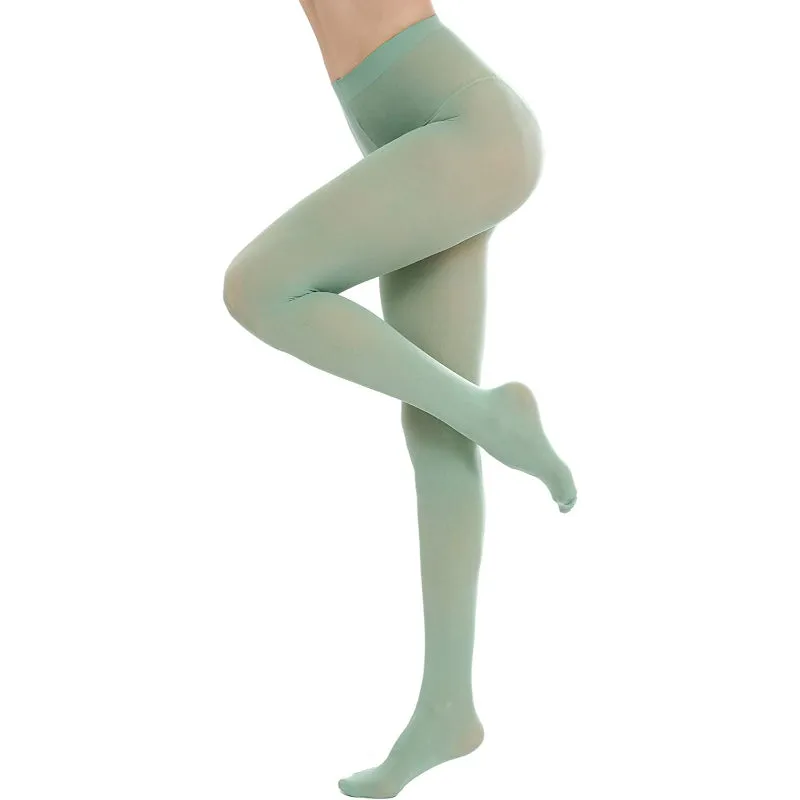 Run Resistant 80D Soft Solid Color Semi Opaque Footed Tights High Waist