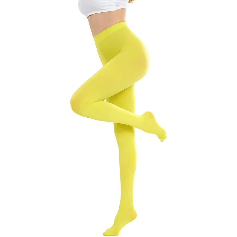 Run Resistant 80D Soft Solid Color Semi Opaque Footed Tights High Waist
