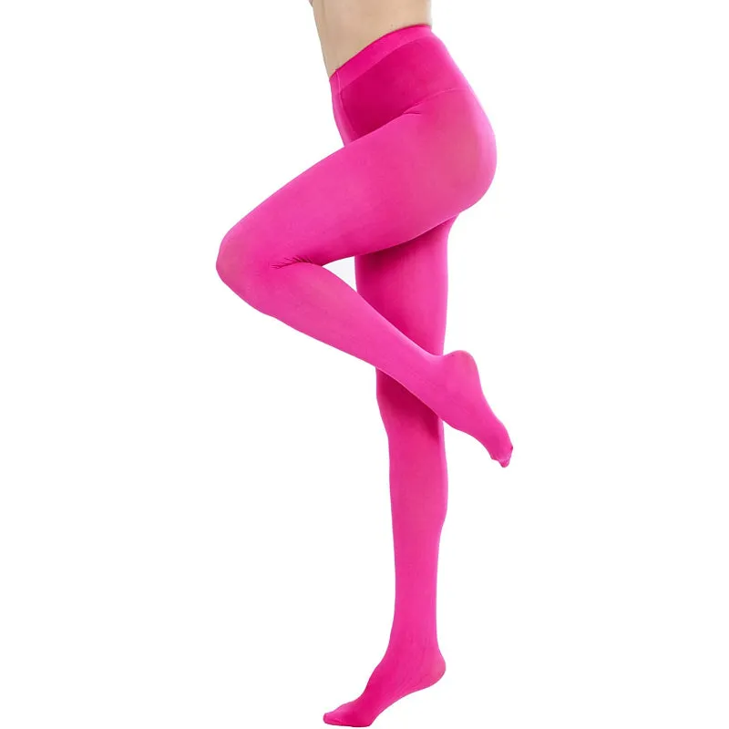 Run Resistant 80D Soft Solid Color Semi Opaque Footed Tights High Waist