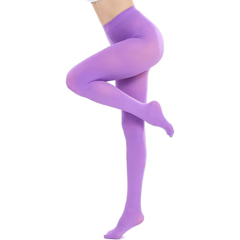 Run Resistant 80D Soft Solid Color Semi Opaque Footed Tights High Waist