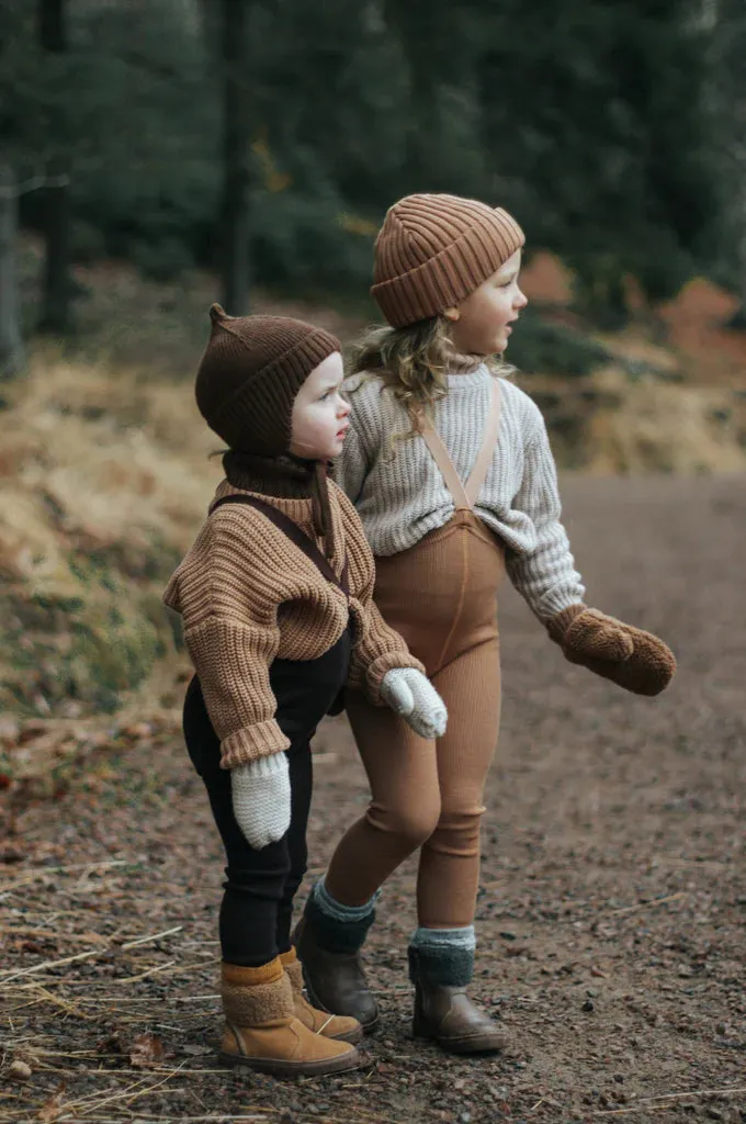 SILLY SILAS FOOTLESS MERINO COTTON TIGHTS - CAPPUCCINO