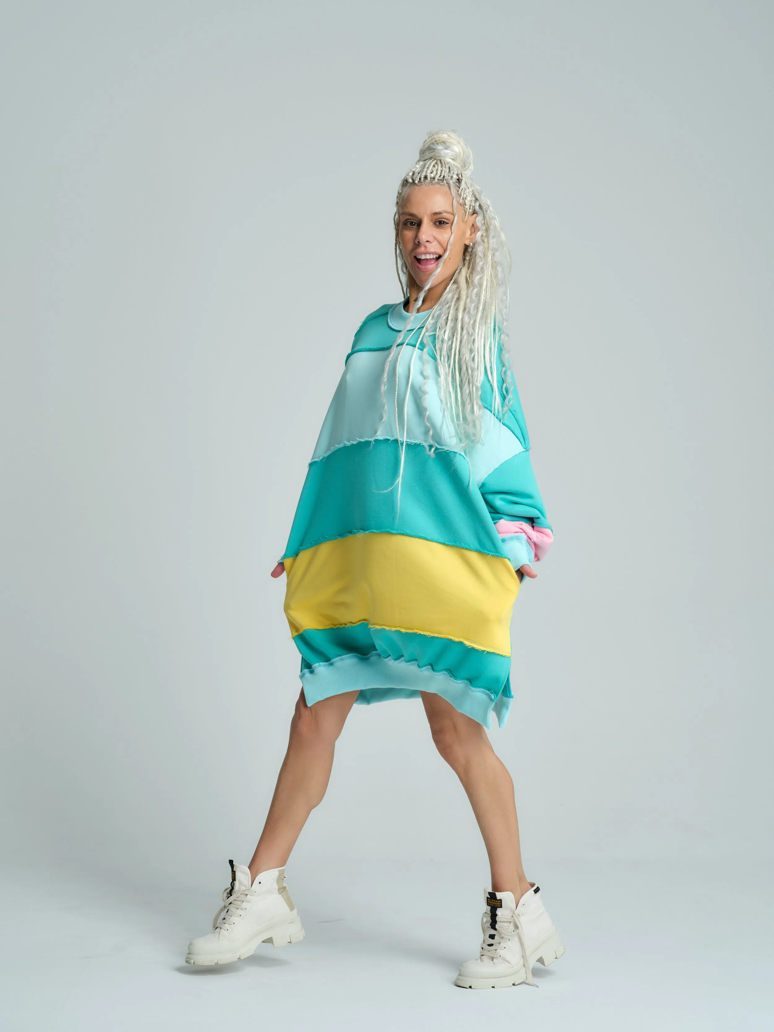 Slouchy Striped Multicolored Sweatshirt