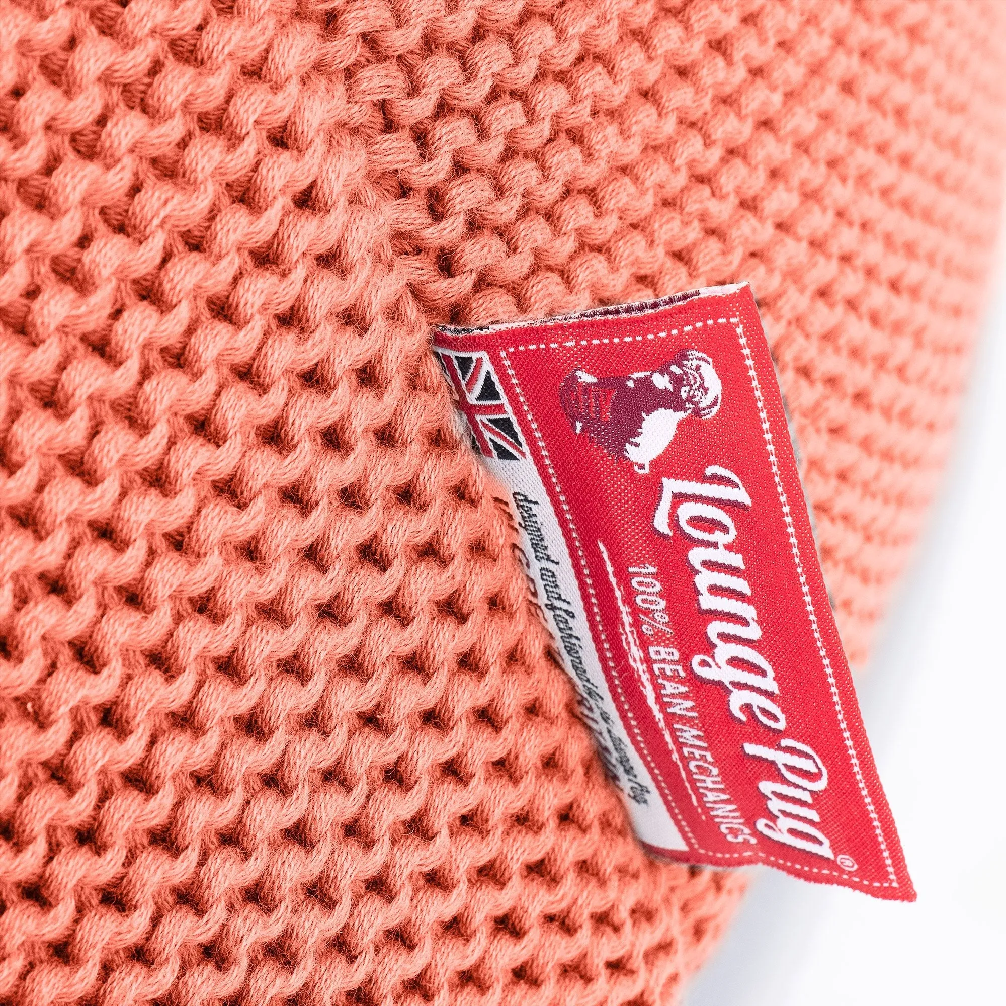 Small Footstool - Ellos Knitted Coral Pink