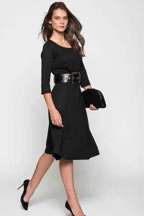 SNS Sense Black Half Arm Patchwork Sweater Steel Dress - Metz