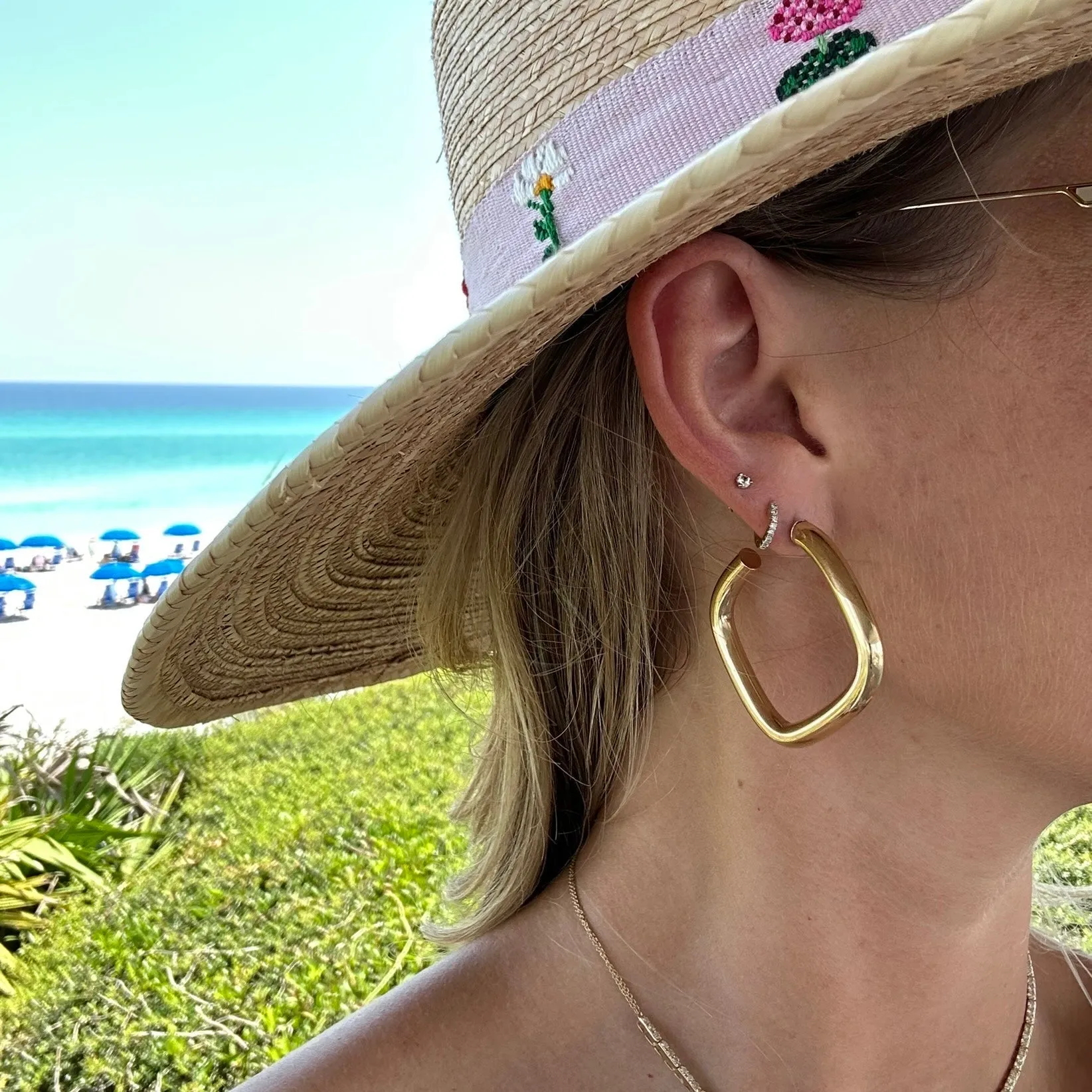 Square Open Gold Tube Hoops