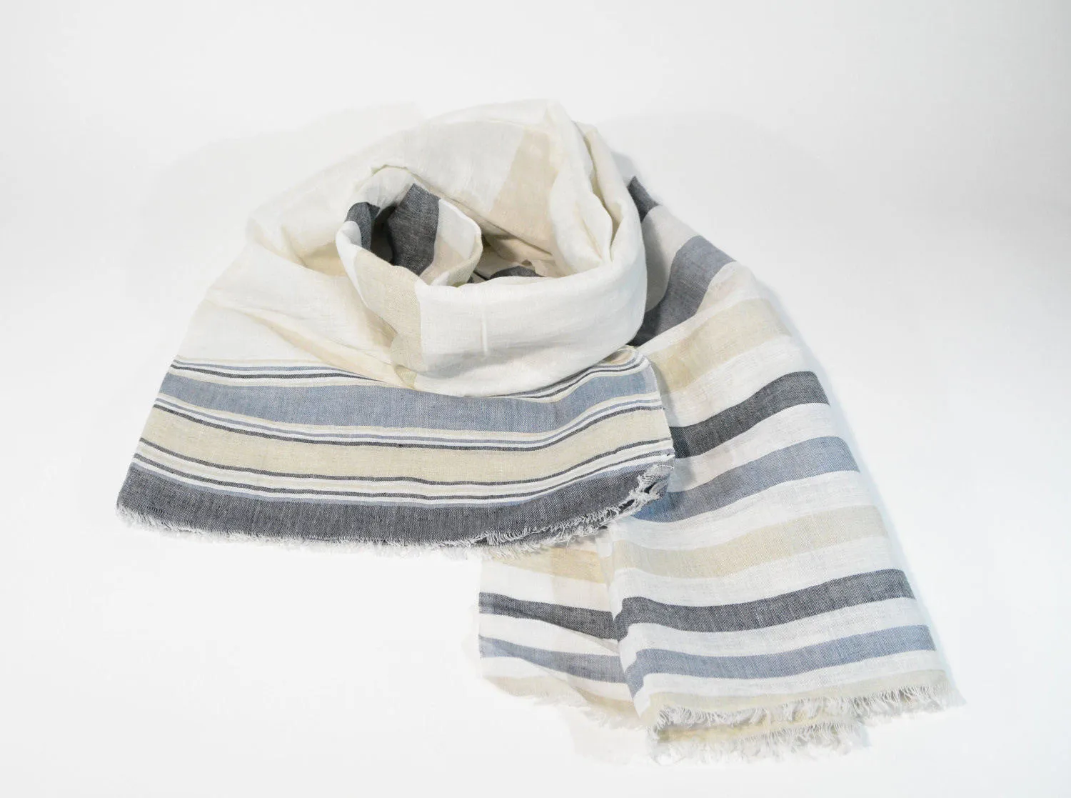 Striped Linen Shawl Scarf
