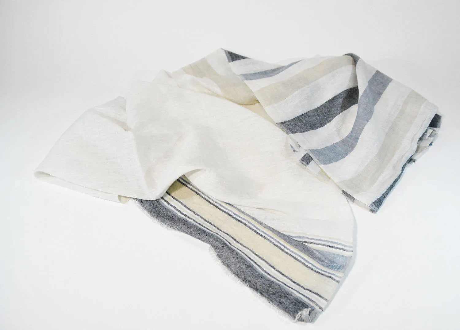 Striped Linen Shawl Scarf