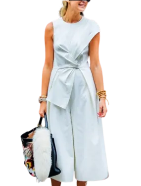 Style with Sleeveless Jumpsuits Female Patchwork Tunic High Waist Ankle Length Wide Leg Trousers Office Lady Fashion for Summer 2023