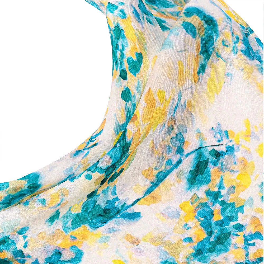 Summer Breeze Headscarf Headband with Elastic - Yellow & Green