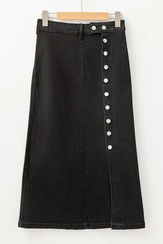 Susie Button Denim Midi Skirt