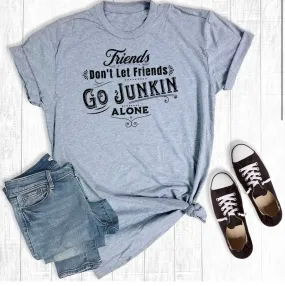 T-shirt -Friends Don’t Let Friends Go Alone, Light Grey, Also Plus
