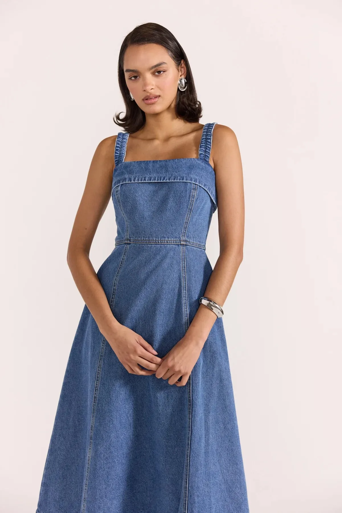 TATE DENIM MIDI DRESS