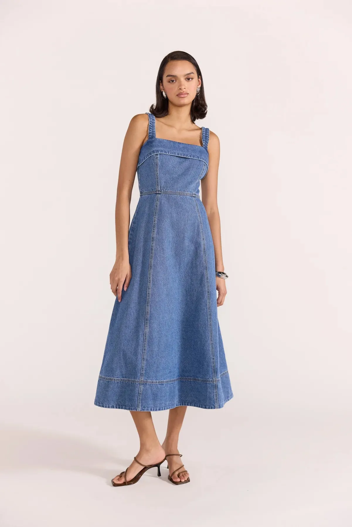 TATE DENIM MIDI DRESS