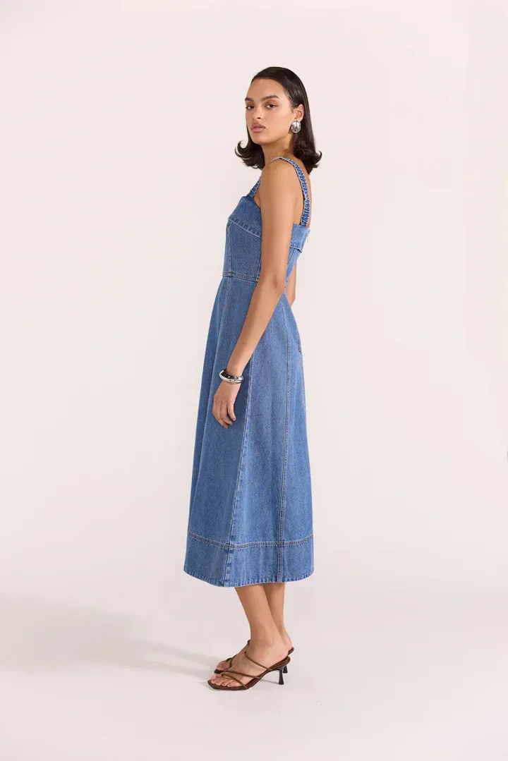 TATE DENIM MIDI DRESS