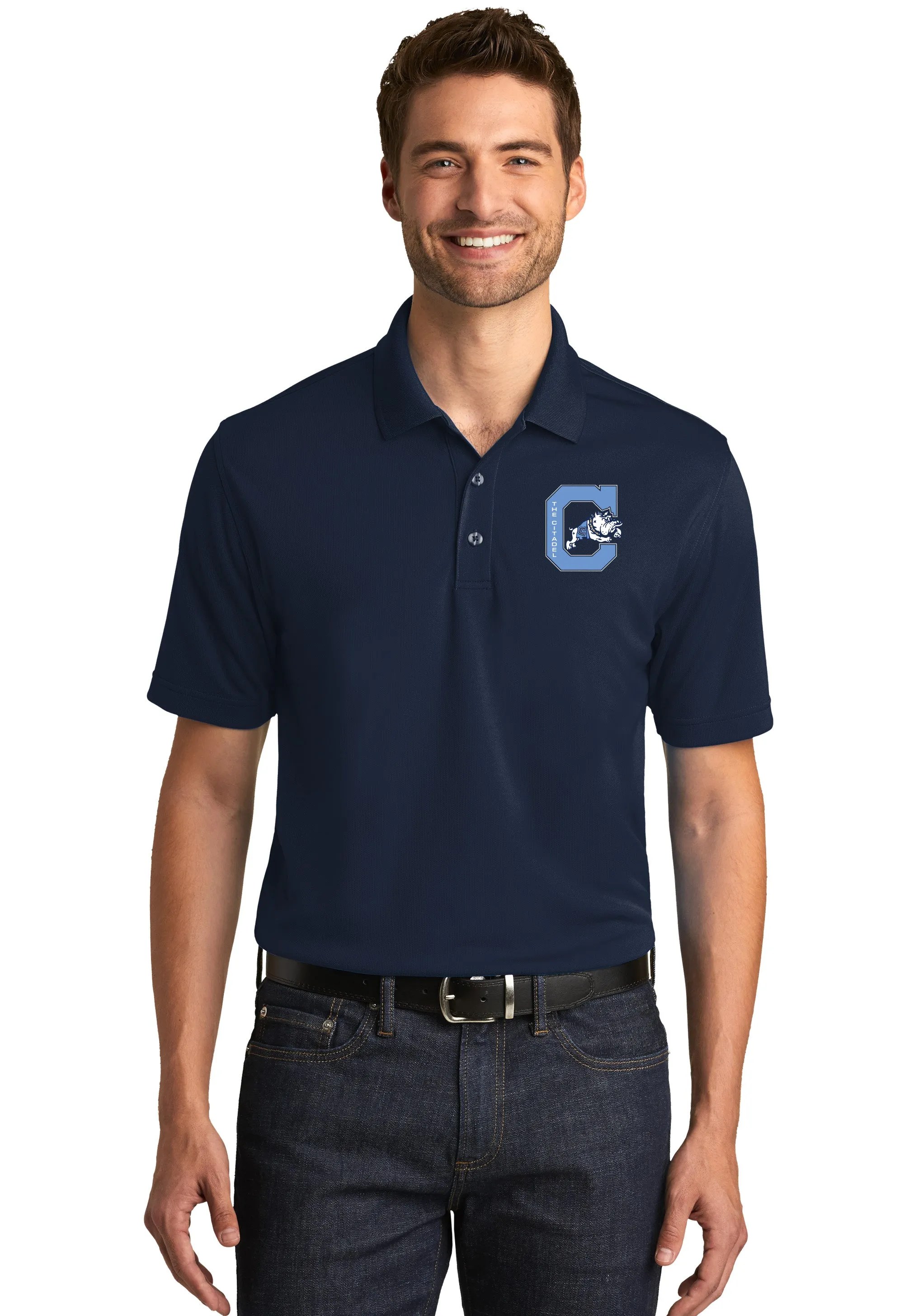 The Citadel, Jumping Bulldog UV Micro-Mesh Polo Shirt