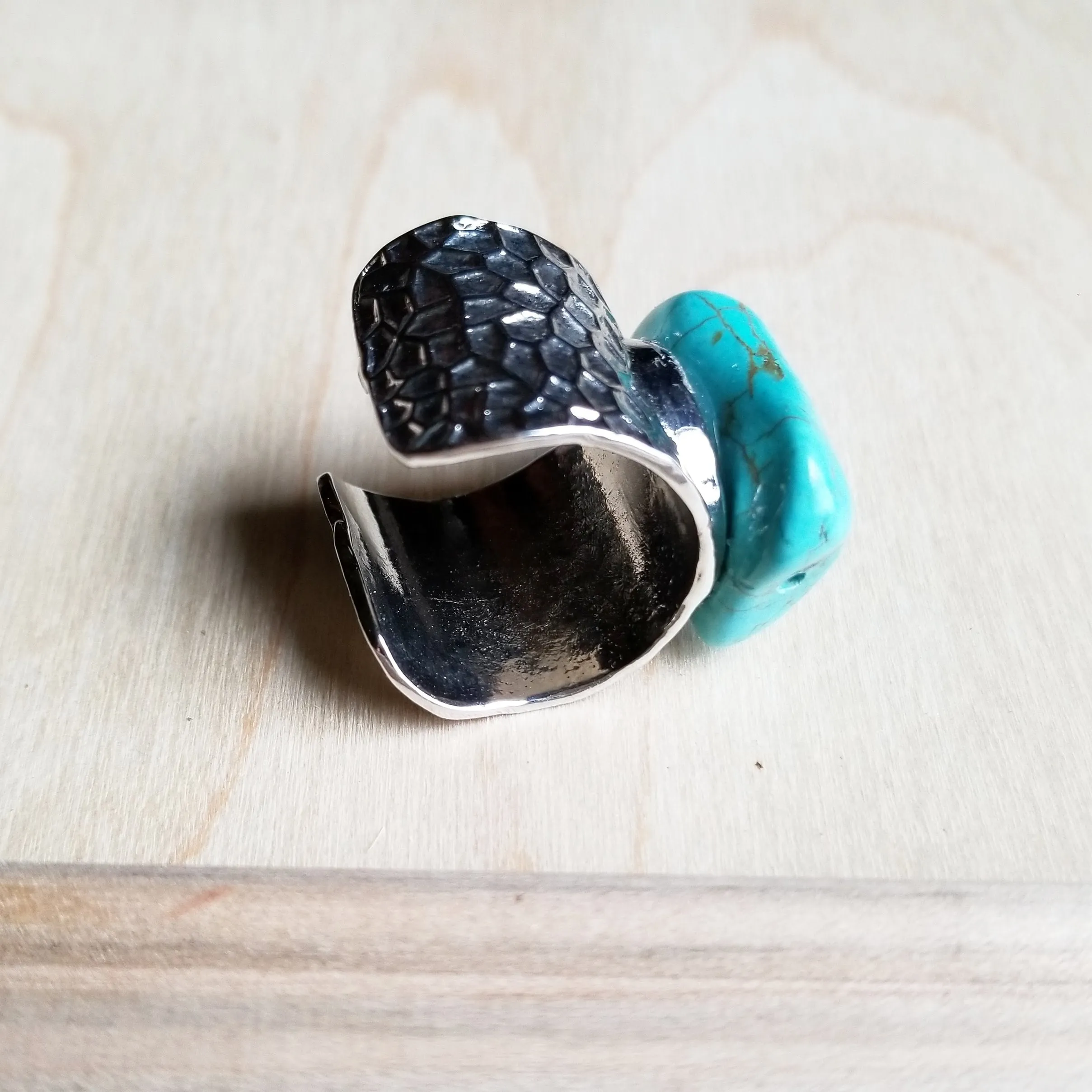 **Turquoise Chunk on Cuff Ring  012o