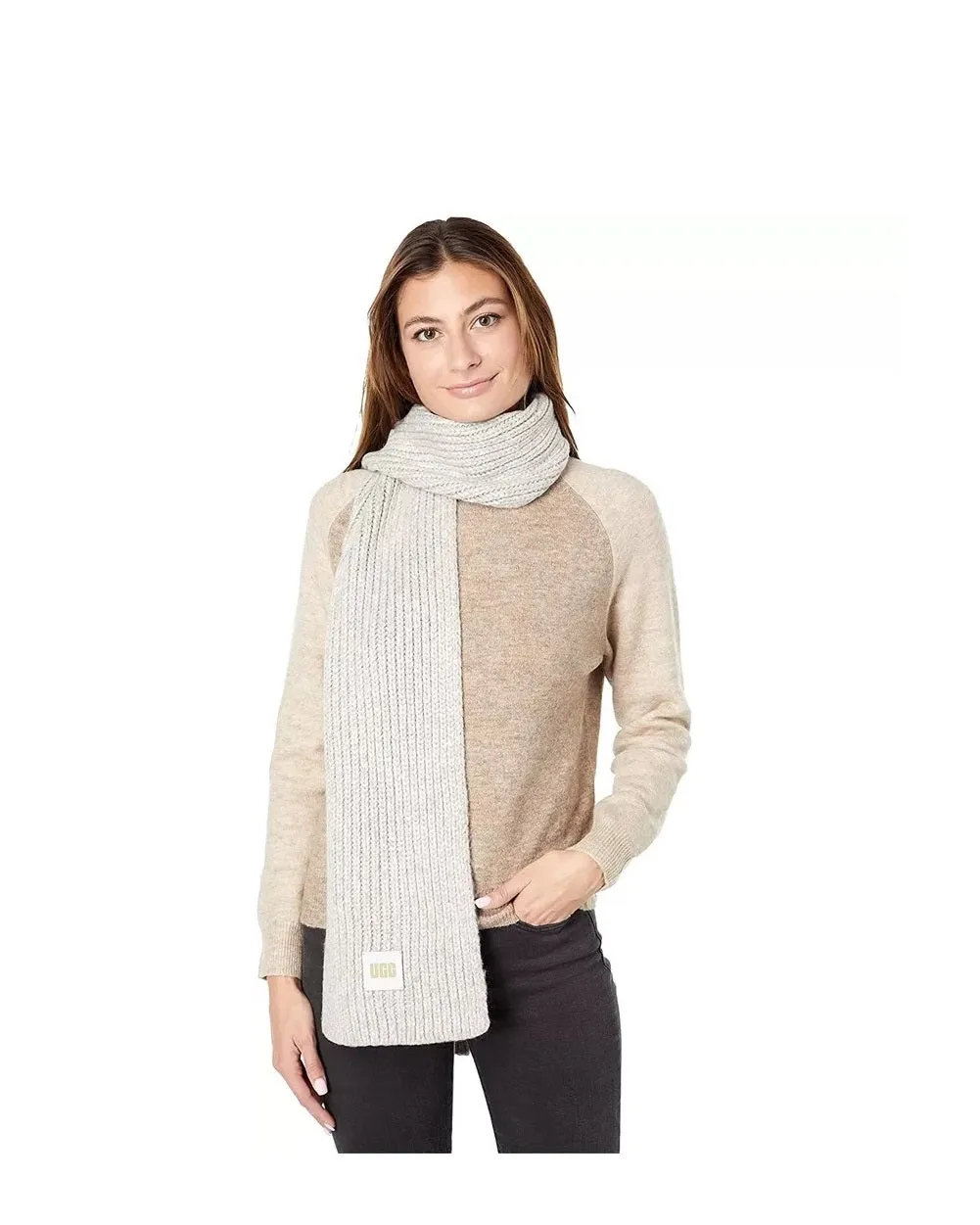 UGG Women's Chunky Rib Knit Scarf, Light Grey, One Size
