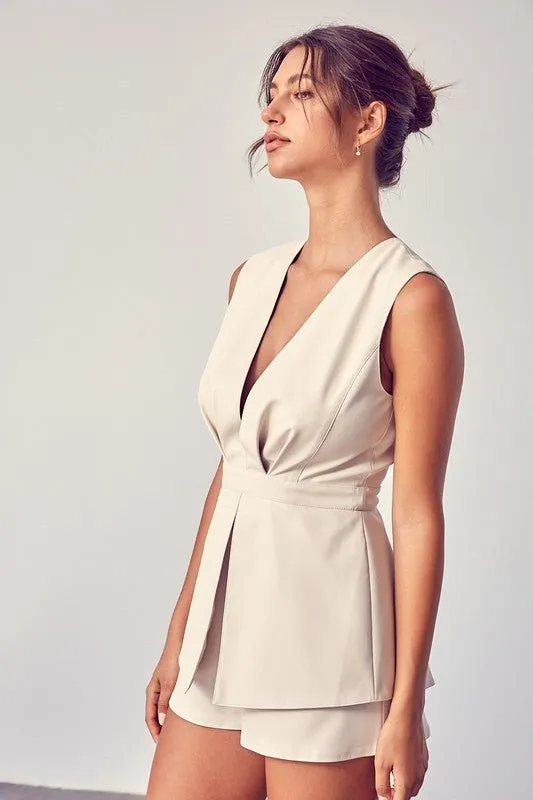 V-Neck Open Back Romper
