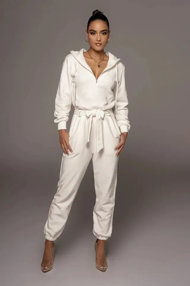 Women’s cotton full romper with belt - Black beads