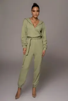 Women’s cotton full romper with belt - Black beads