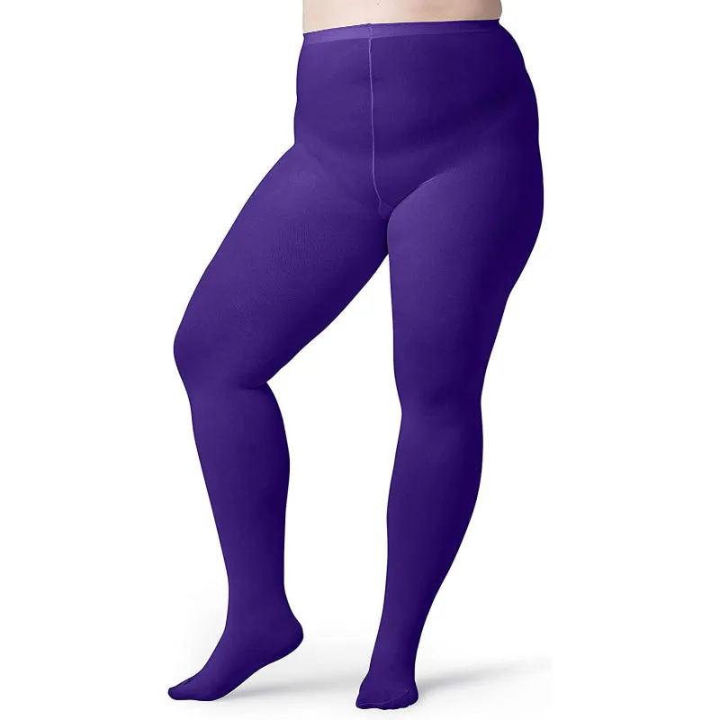 Women's Plus Size Opaque Microfiber Tights Solid Colored