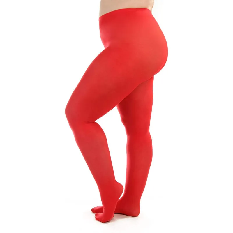Women's Plus Size Opaque Microfiber Tights Solid Colored